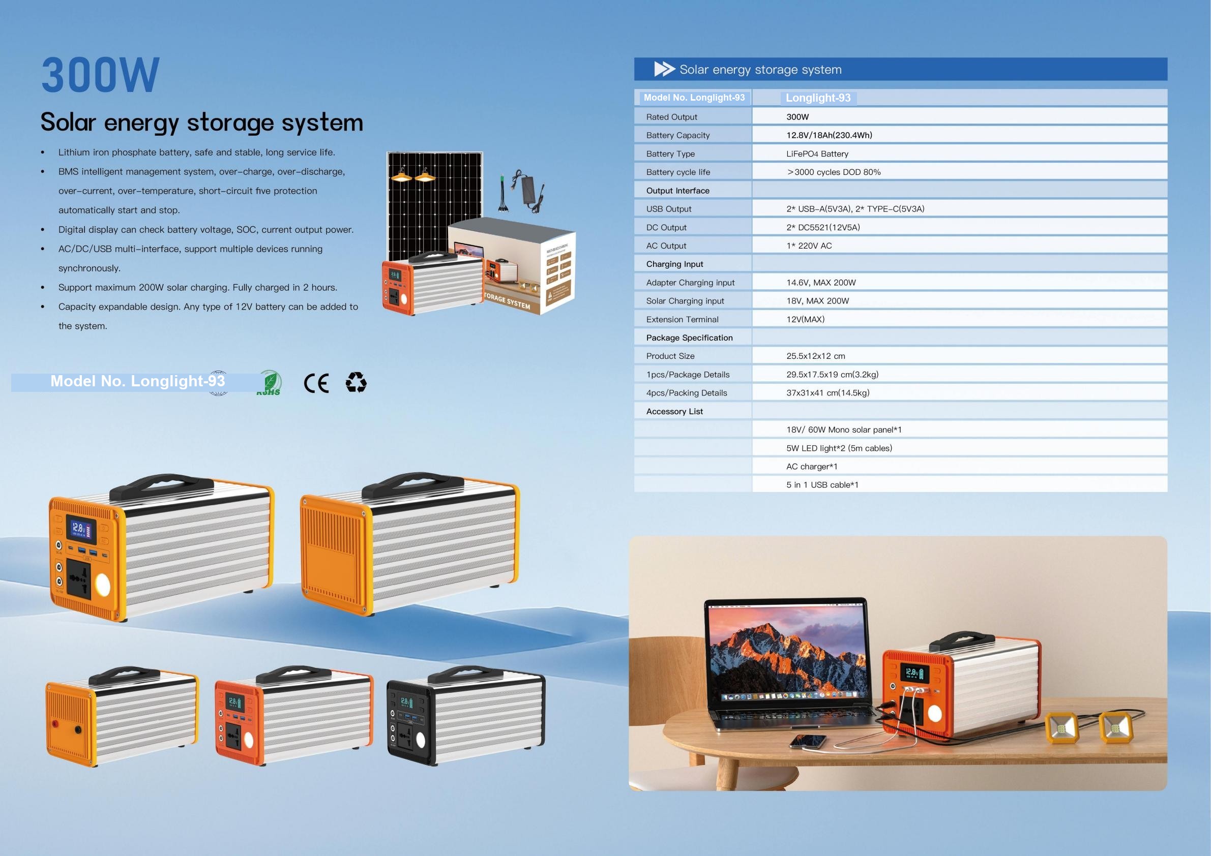 Longlight-93 Portable Solar ESS 300W